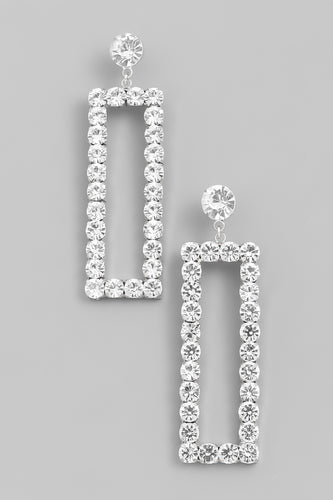 Rhinestone Rectangle Earrings
