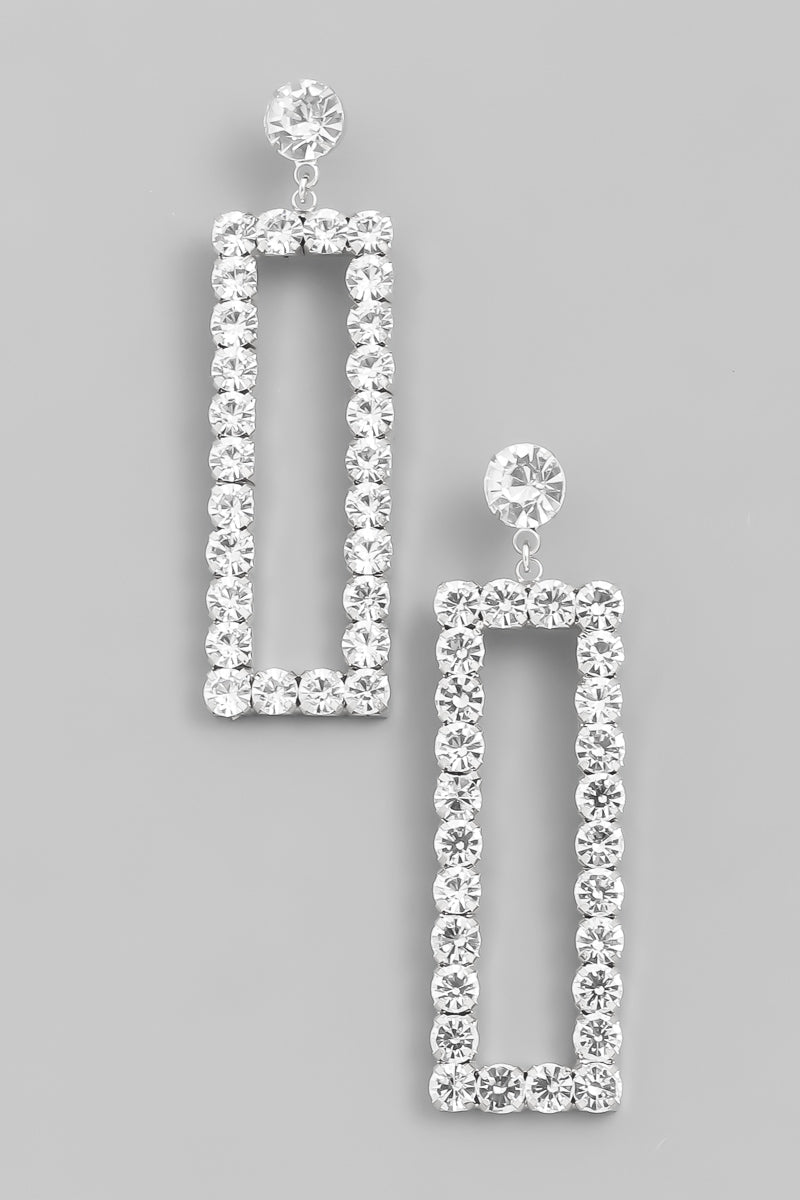 Rhinestone Rectangle Earrings