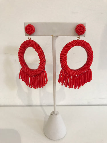 Red Fringe Tassel Earring