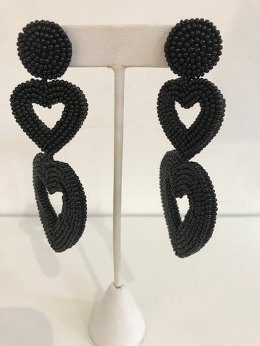 Black Heart Drop Earring