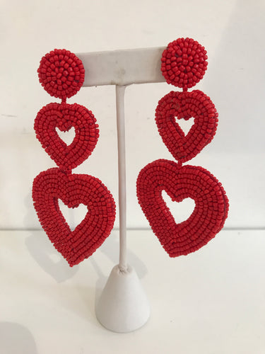 Red Heart Drop Earring