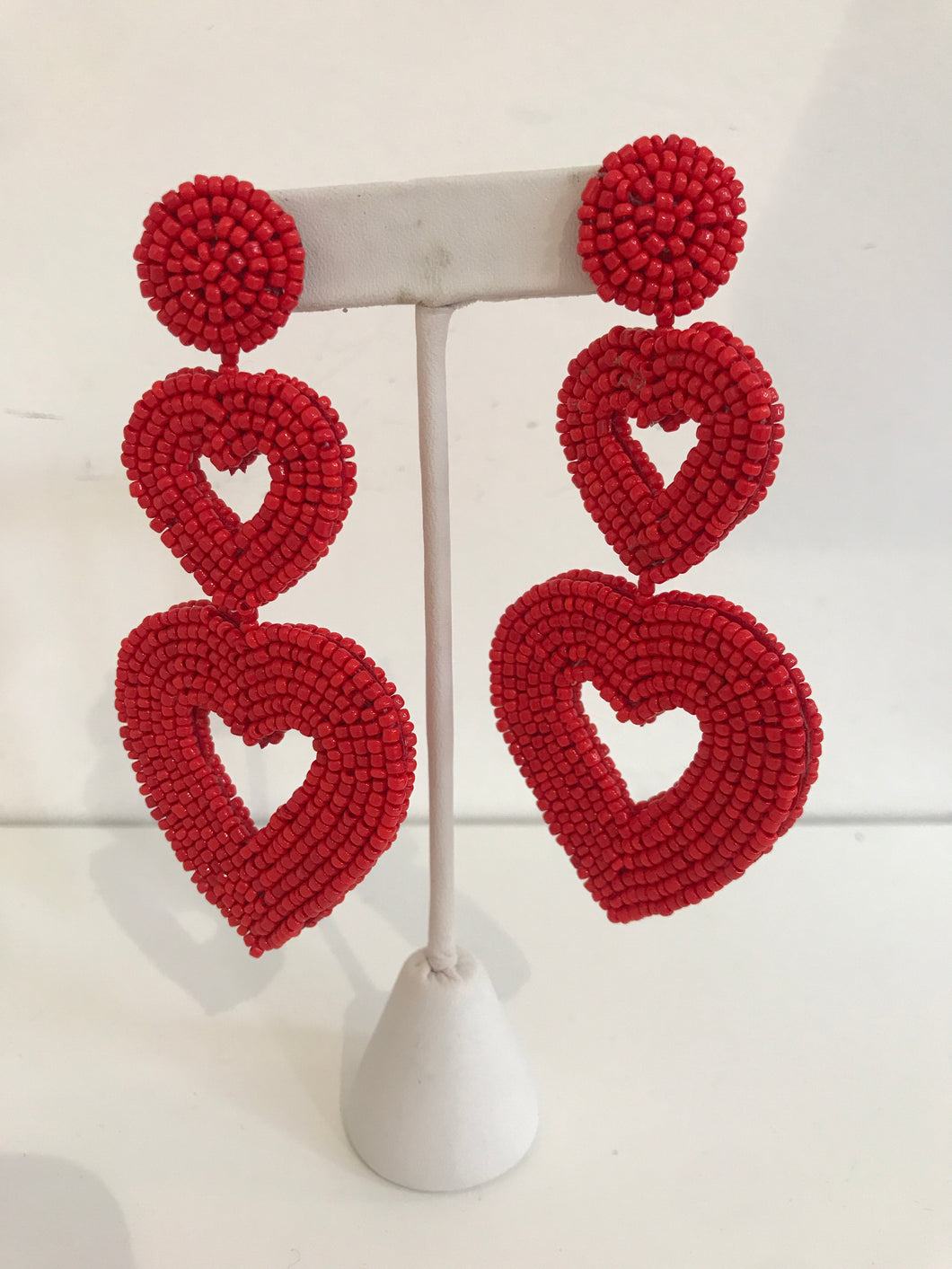 Red Heart Drop Earring