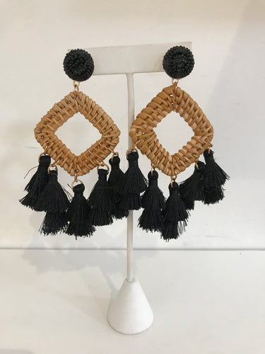 Black Fringe Tassel Earring