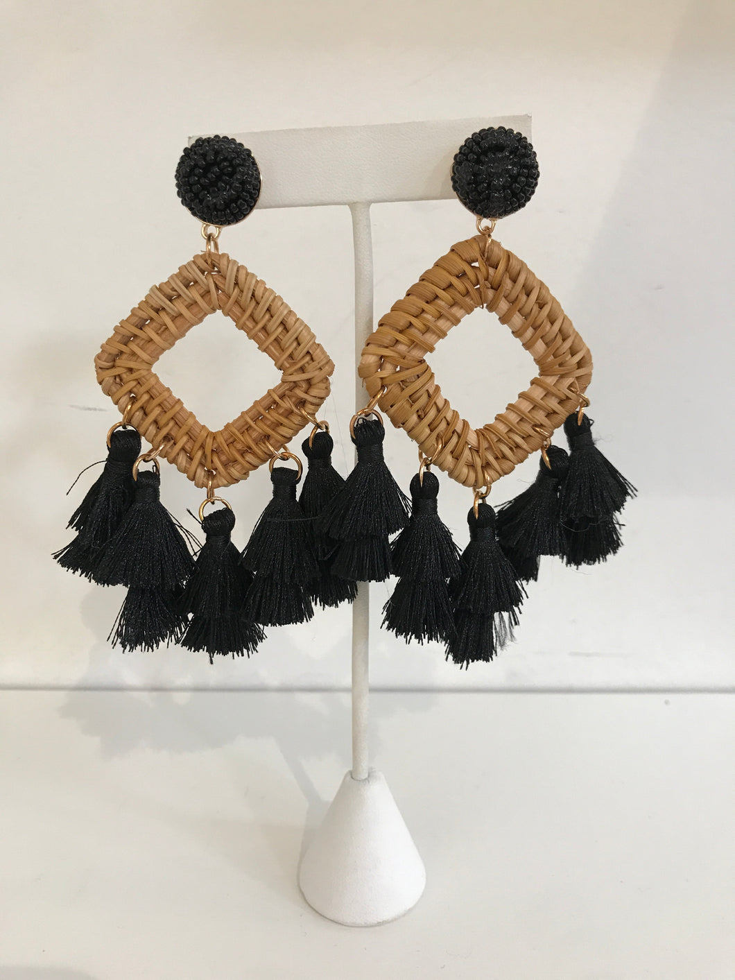 Black Fringe Tassel Earring