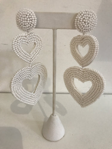 White Heart Drop Earring